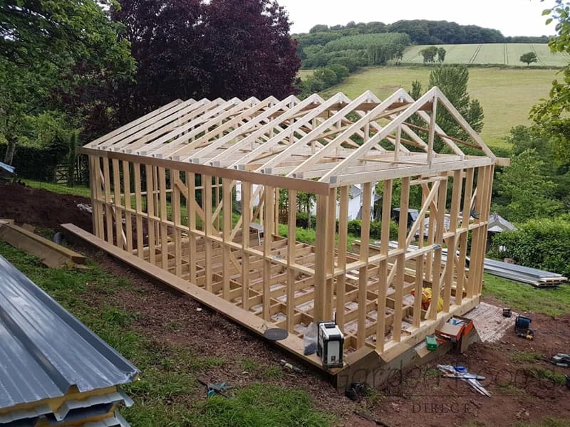 Garden room timber frame construction